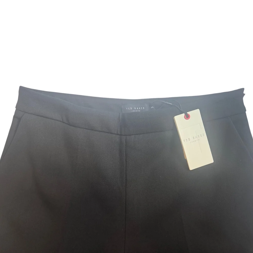 NWT Ted Baker Devana Black Flat Front Tapered Leg Trousers US 4 - Picture 6 of 11